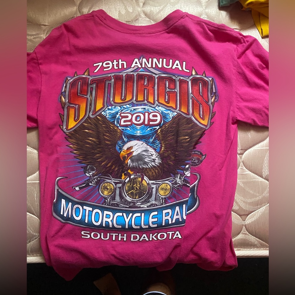 Pink motorcycle graphic tee
